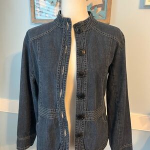 Women's Dark Denim Stand Collar Jacket